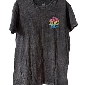 Black and multi coloured surf style tshirt Size Large